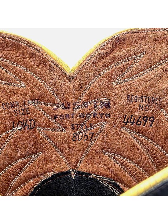 1950s? Vintage Justin Boots Black Leather Mens 10.5D Snip-toe Cowboy Western USA main image 8
